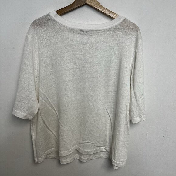 Vince Women's Short Sleeve White Crewneck T-Shirt Essential Linen Size XXL NWT - Picture 5 of 12